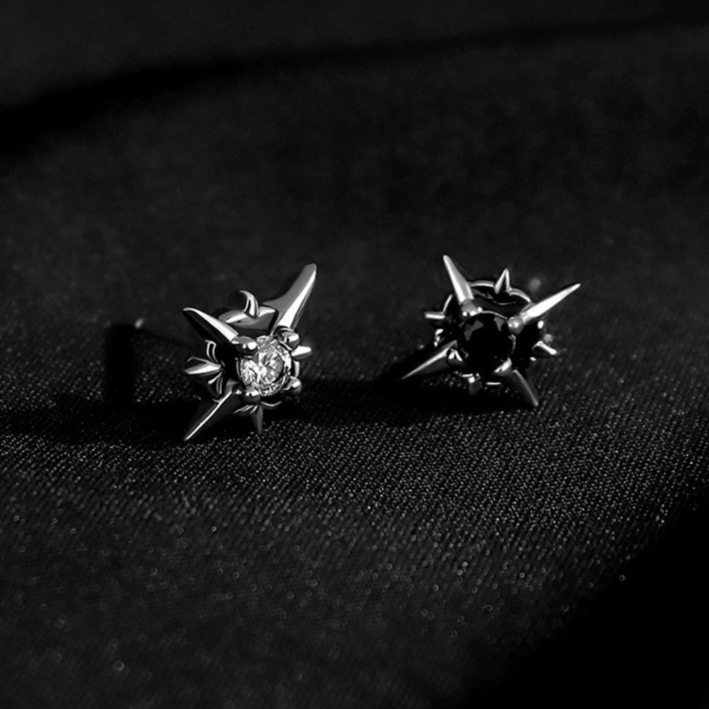 Star Zircon Crystal Small Stud Earrings for Mens Gift Idea